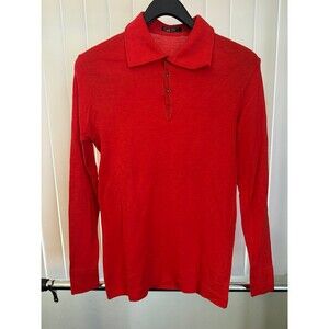 NWOT Vintage Fila WHITE LINE Red long sleeve Polo Shirt Size US 42 Large